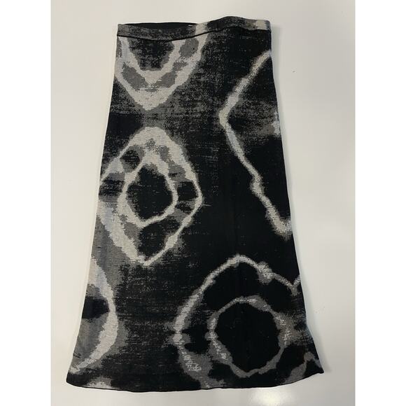 Peruvian Connection Knit Pima Long Skirt Size Medium Grey Black Geometric - Picture 1 of 5